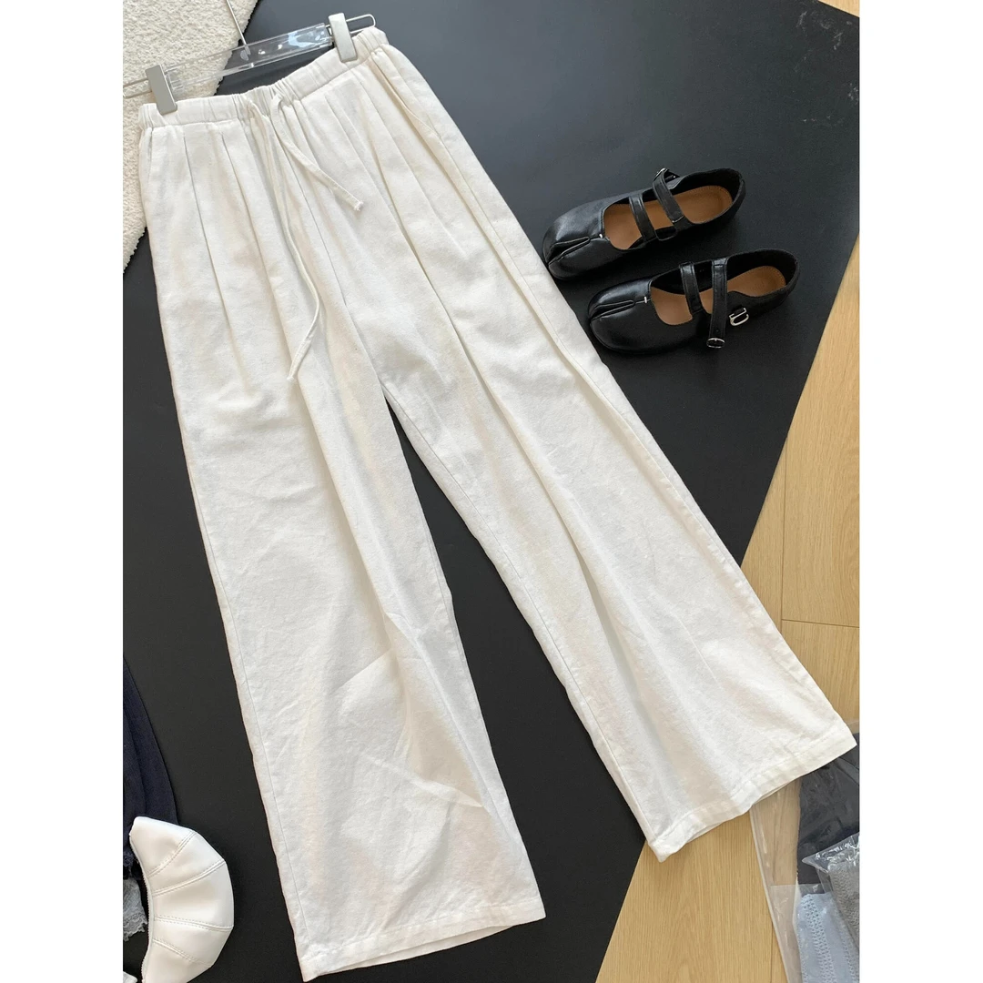 谁穿都好看！巨舒服！白色休闲直筒裤女2025年秋季百搭垂感阔腿裤子