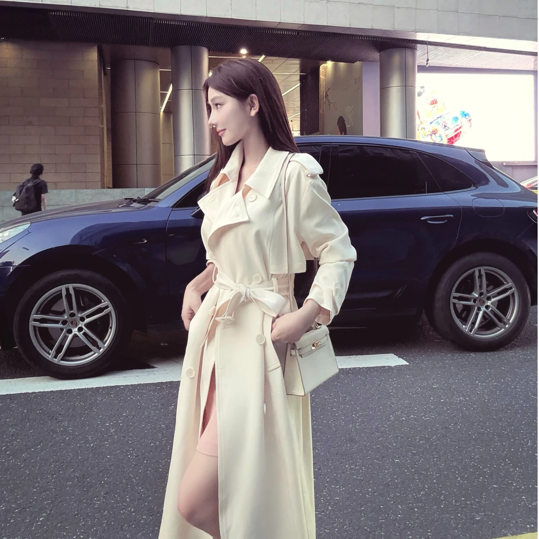 WW定制「简风白飒」显瘦气质时尚设计师女士法式显瘦小众设计感风衣