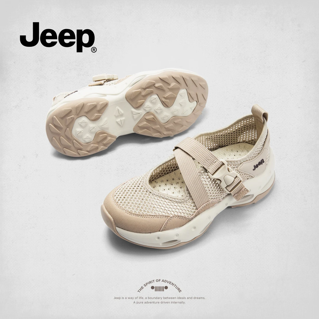 jeep运动玛丽珍鞋夏季2025新款女鞋舒适软底百搭户外休闲厚底凉鞋