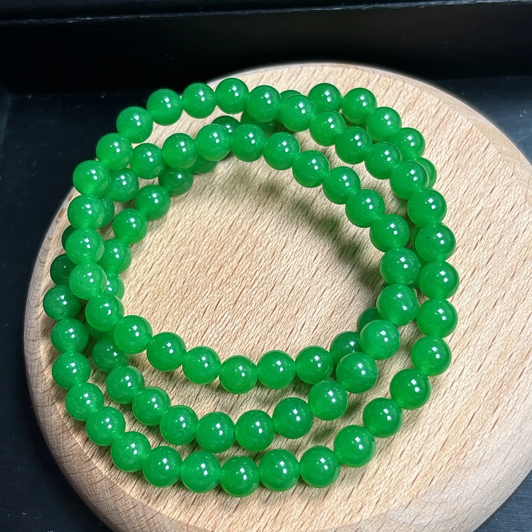 卡6危料满绿圆珠项链叠戴手串-多样性发一条