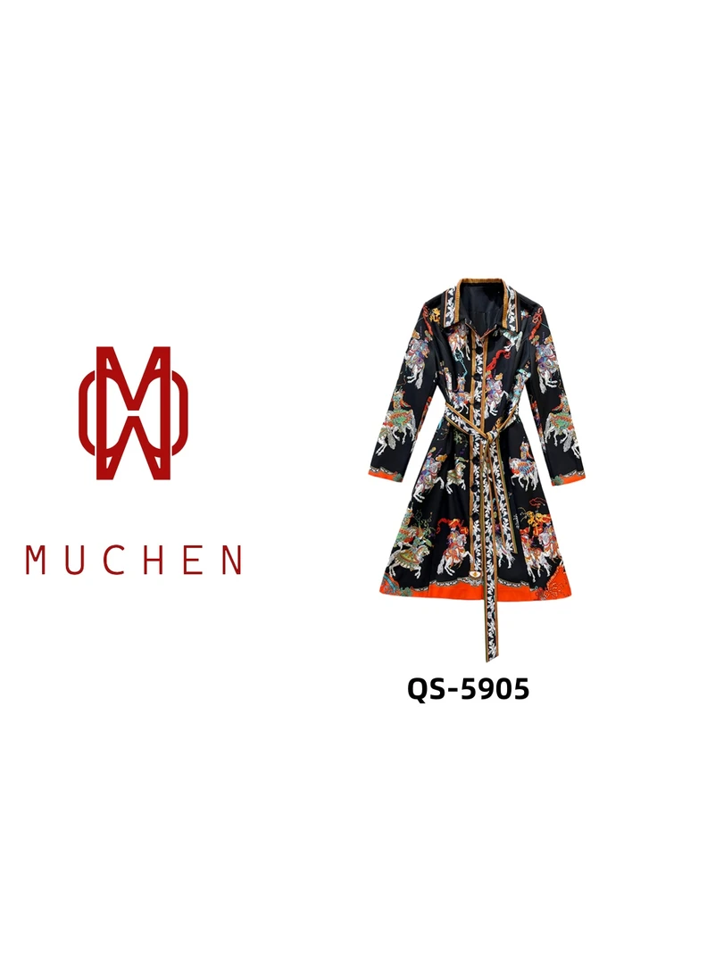 【MUCHEN】高定轻奢设计师时尚长款风衣收腰外套国风系带