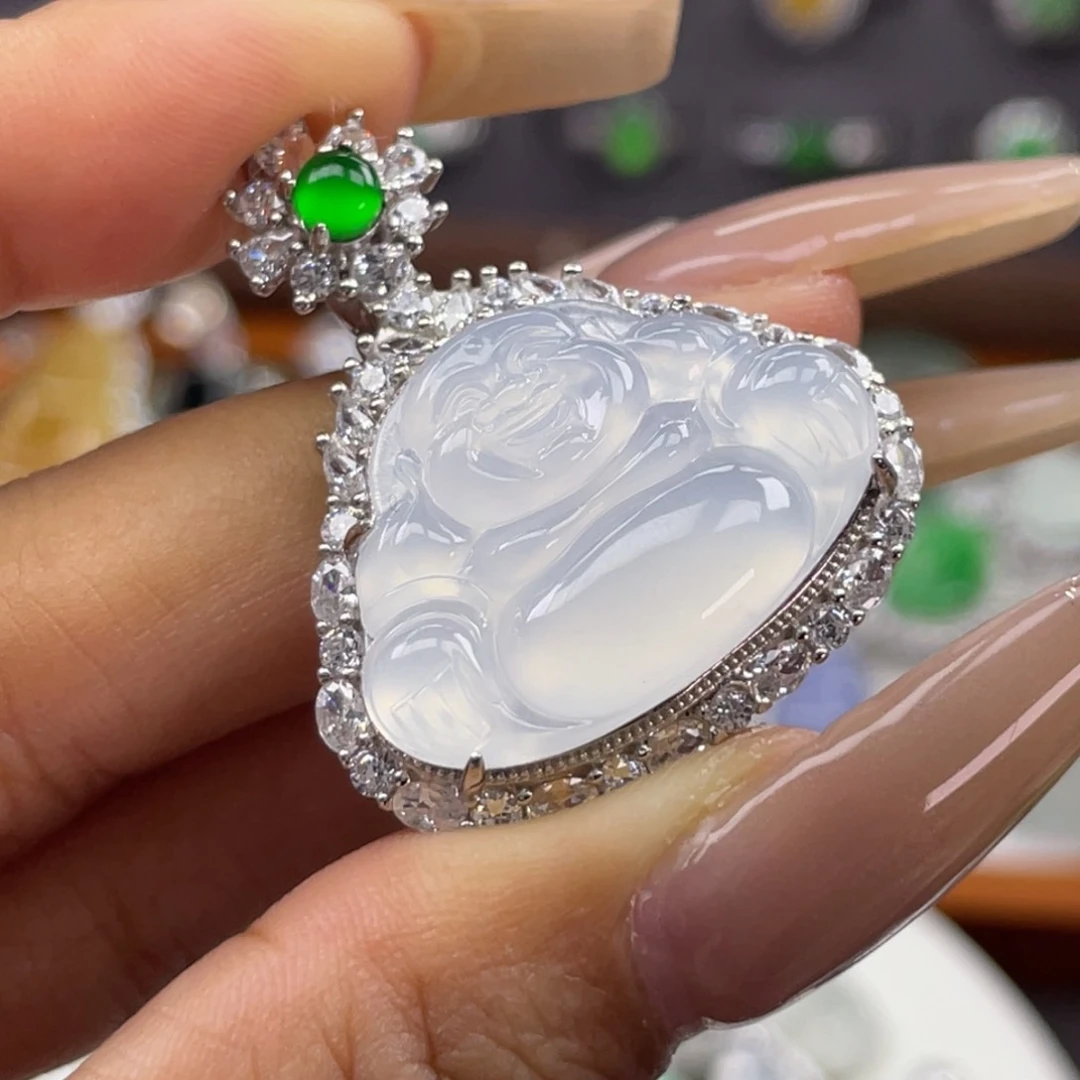 吊坠(不含链)银S925镶嵌翡翠土***酱吊坠