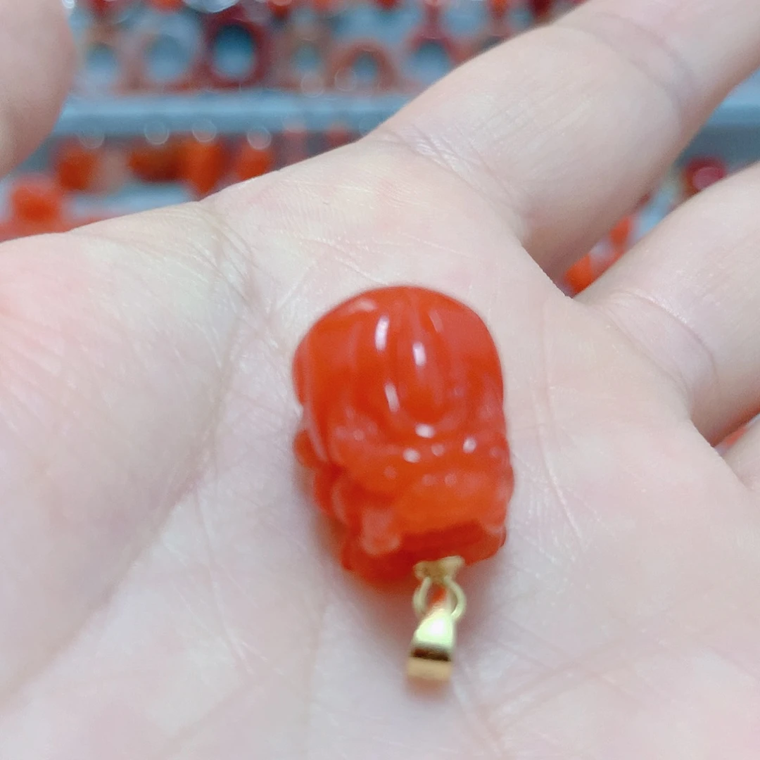 南红玛瑙吊坠(不含链)银S925镶嵌