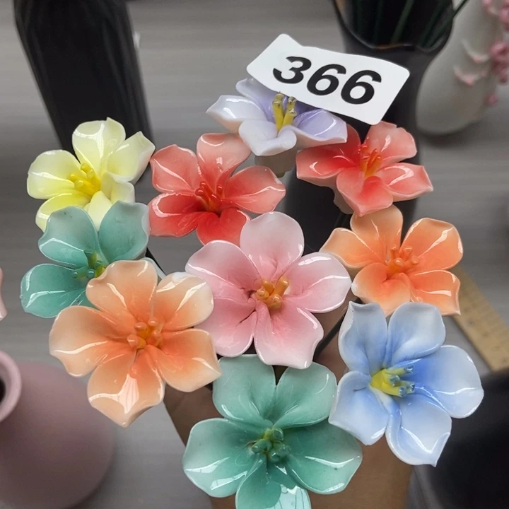 陶瓷手工制作陶瓷花10朵