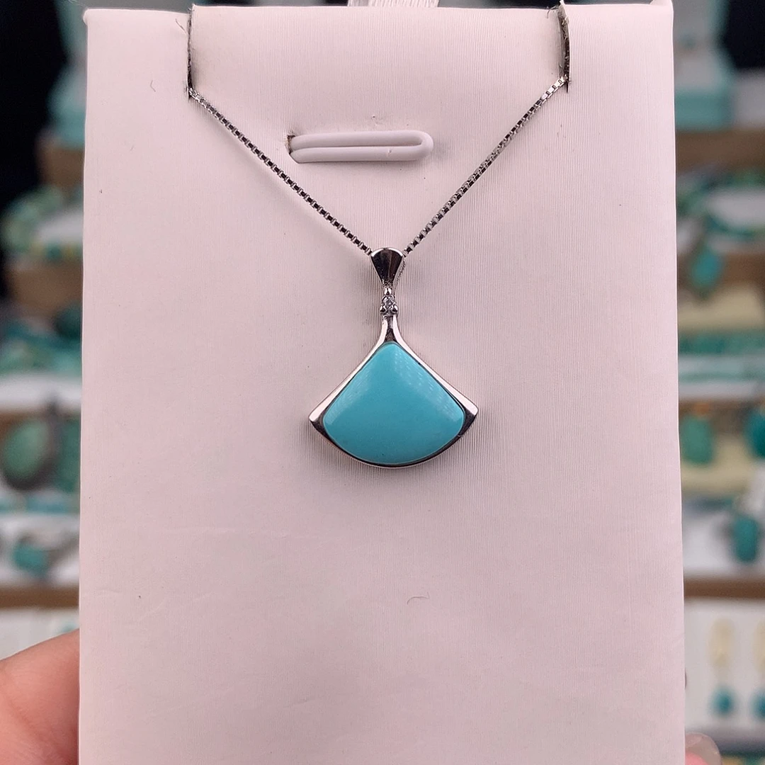 绿松石银S925镶嵌吊坠(不含链)