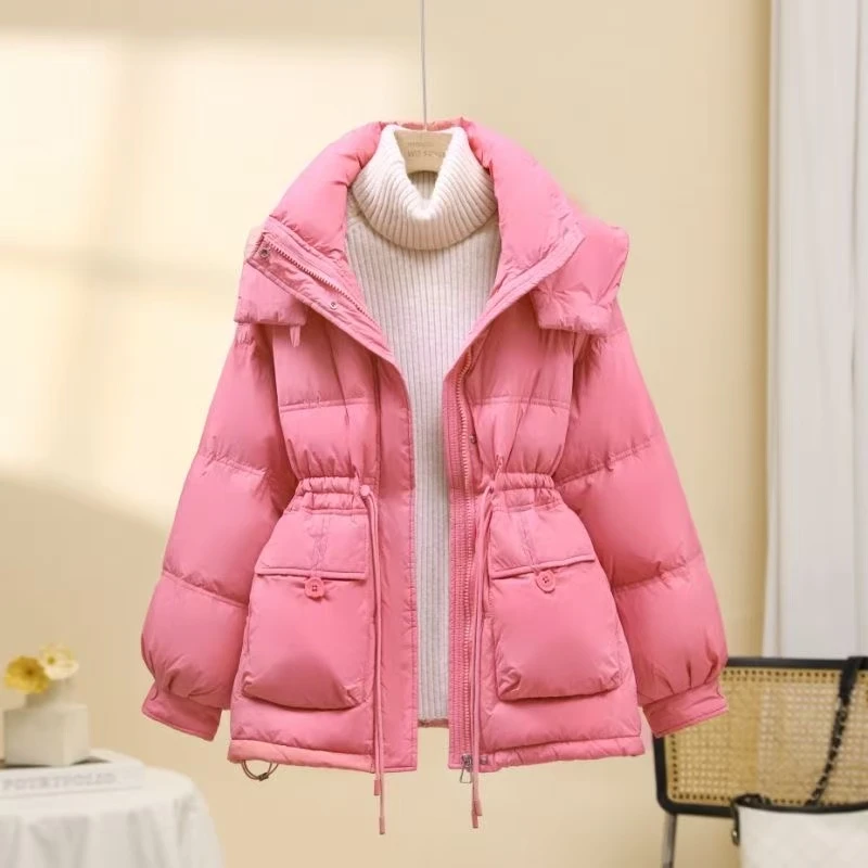 反季短款收腰小个子半扣大口袋保暖外套