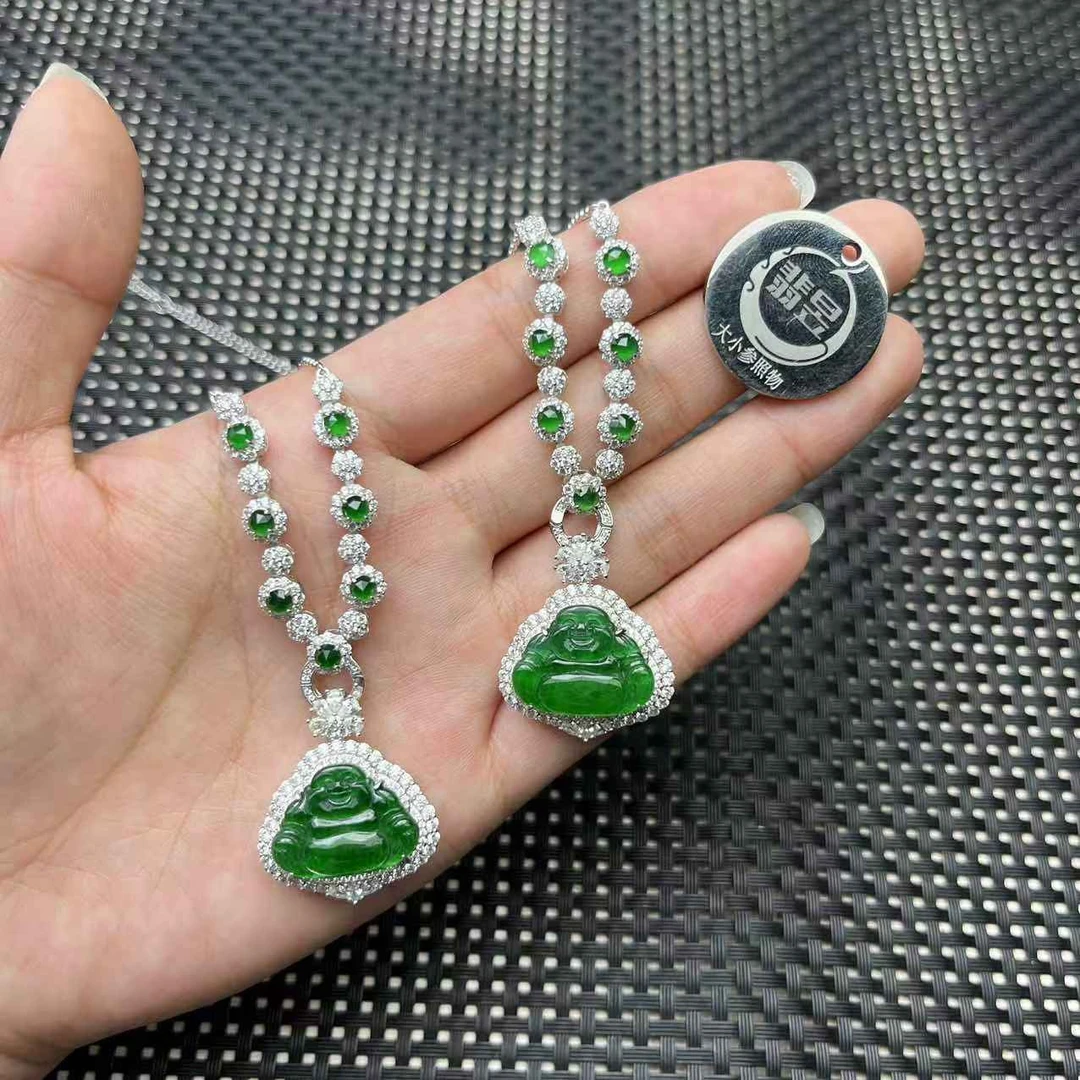 翡昱-N19-21359-天然A货翡翠吊坠s925银镶-多样性发其一C