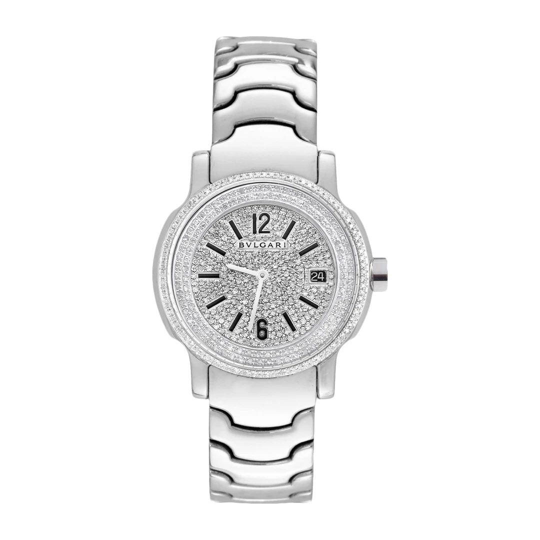 99新 BVLGARI/宝格丽  SoloTempo系列35黑字后钻表/wht010209
