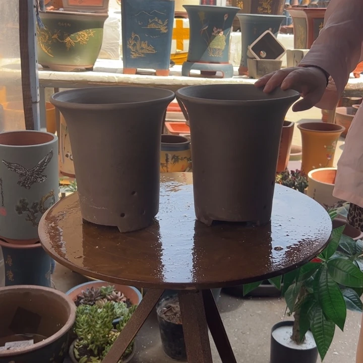 宜兴紫砂花盆18+18素面兰花盆