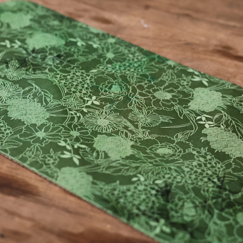 纳兰<小翠竹>绿色香云纱茶席50*24（慢蓝S0948）