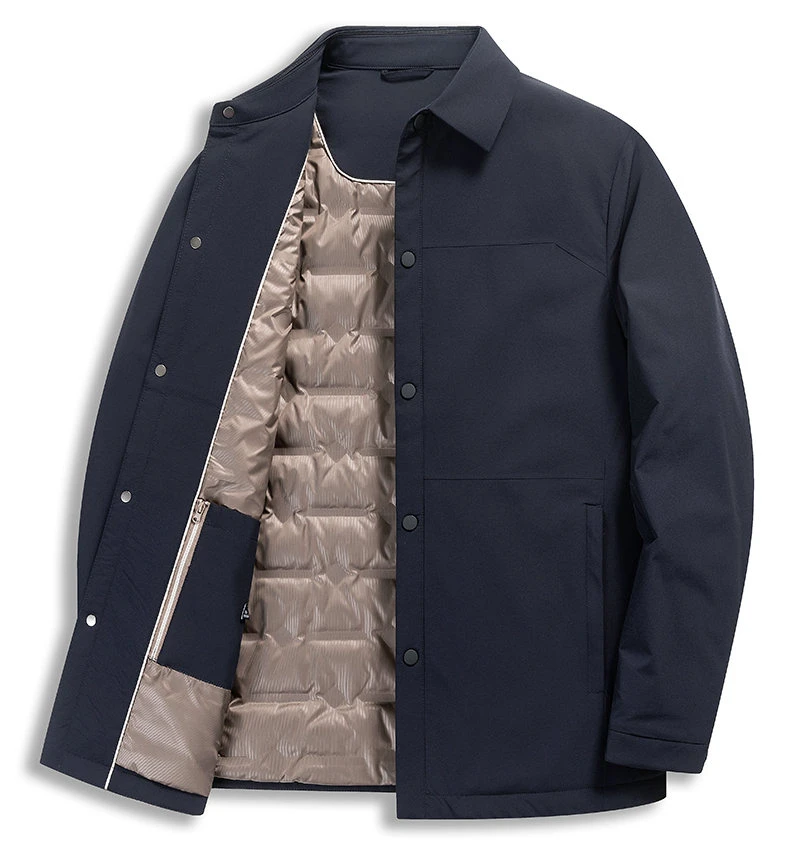 2025冬季中青年男士翻领羽绒服轻薄鹅绒服轻商务休闲简约保暖外套