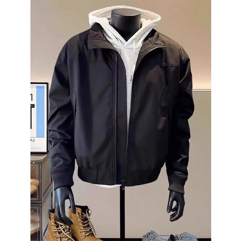 新品美式教练夹克外套春季户外三防冲锋衣立领cleanfit飞行服男生