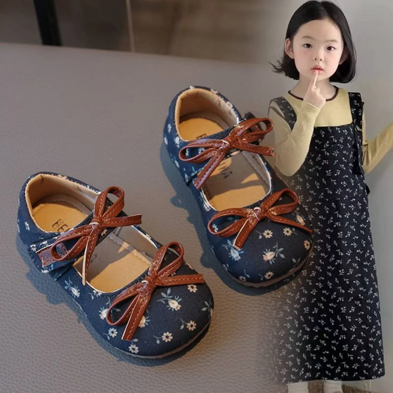 莫奈花园秋季女童玛丽珍公主鞋洋气碎花软底宝宝单鞋可爱豆豆鞋