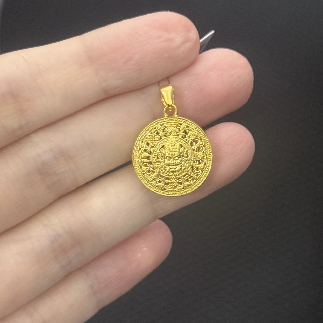 黄财神八宝罗盘吊坠足金999