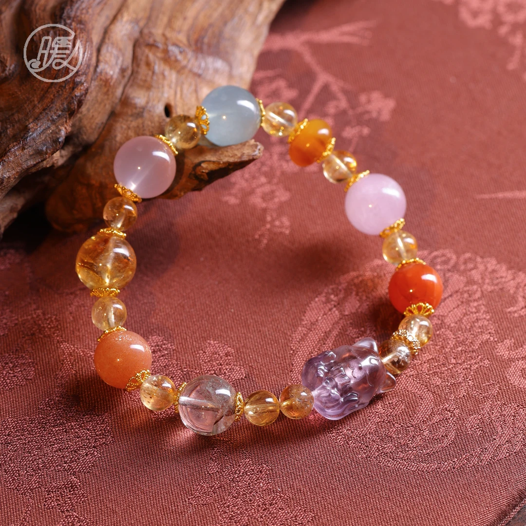 单圈多宝手串搭配紫水晶凤九配件手链E6342多样性发一