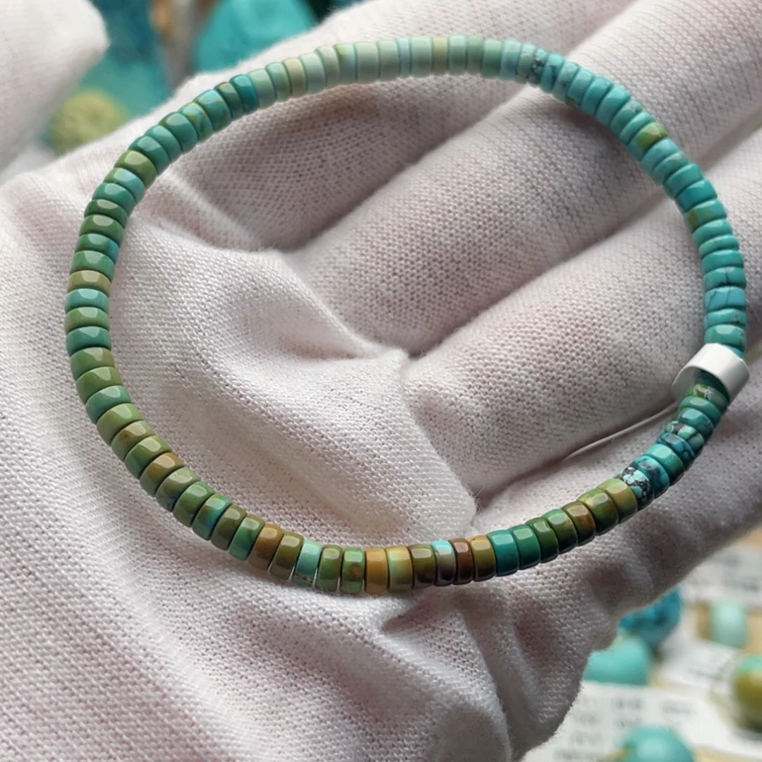 绿松石未镶嵌珠宝奇石多彩直切手串