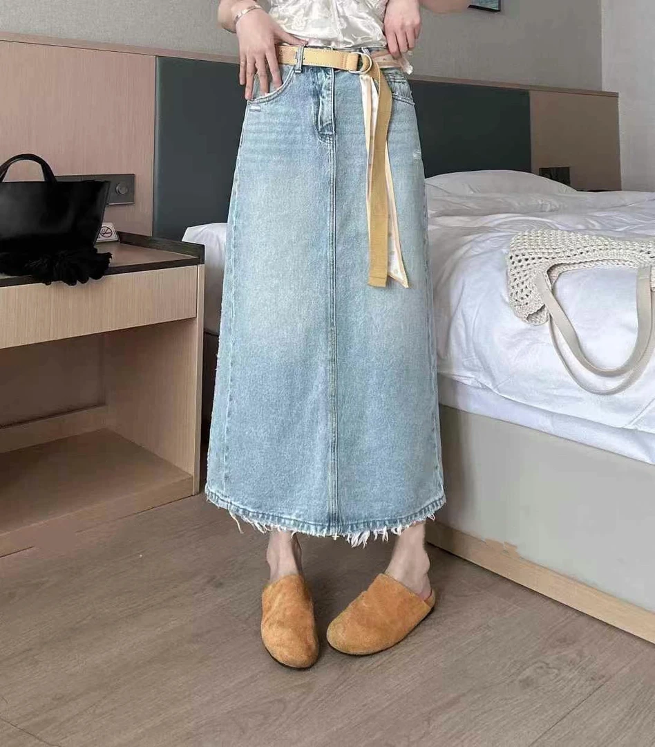 【BAI】夏季新款时尚百搭宽松显瘦洋气高腰A字半身裙女192