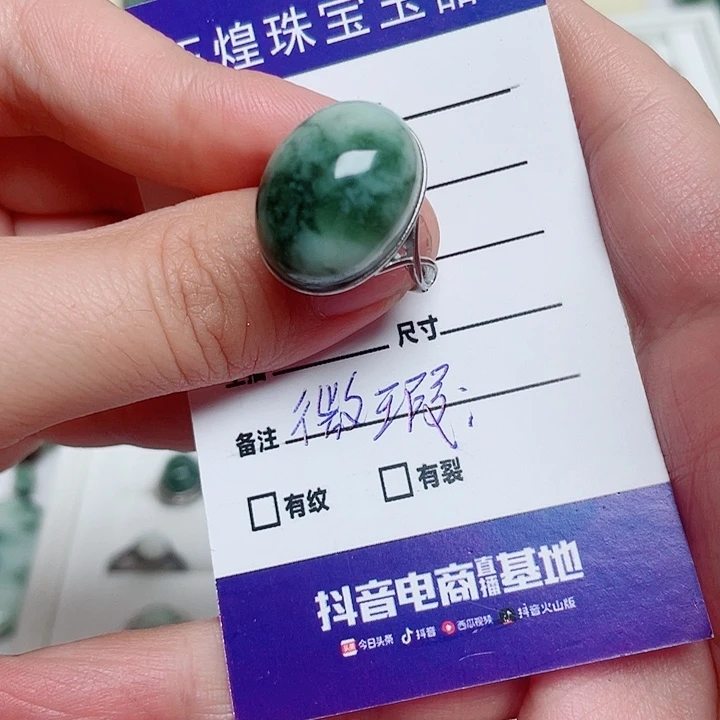 透闪石-蛇纹石玉银S925镶嵌戒指