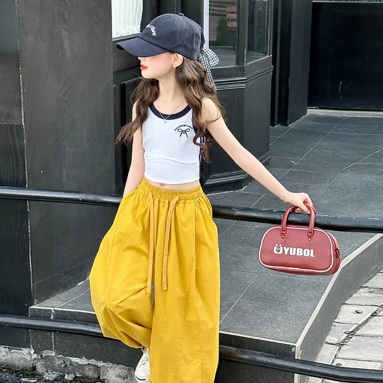 女童夏季裤子2025新款儿童山本裤薄款洋气女孩大童冰丝阔腿裤夏装