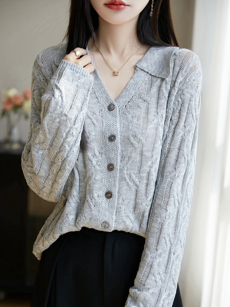 春夏新款：女士桑蚕丝和纸防晒针织开衫