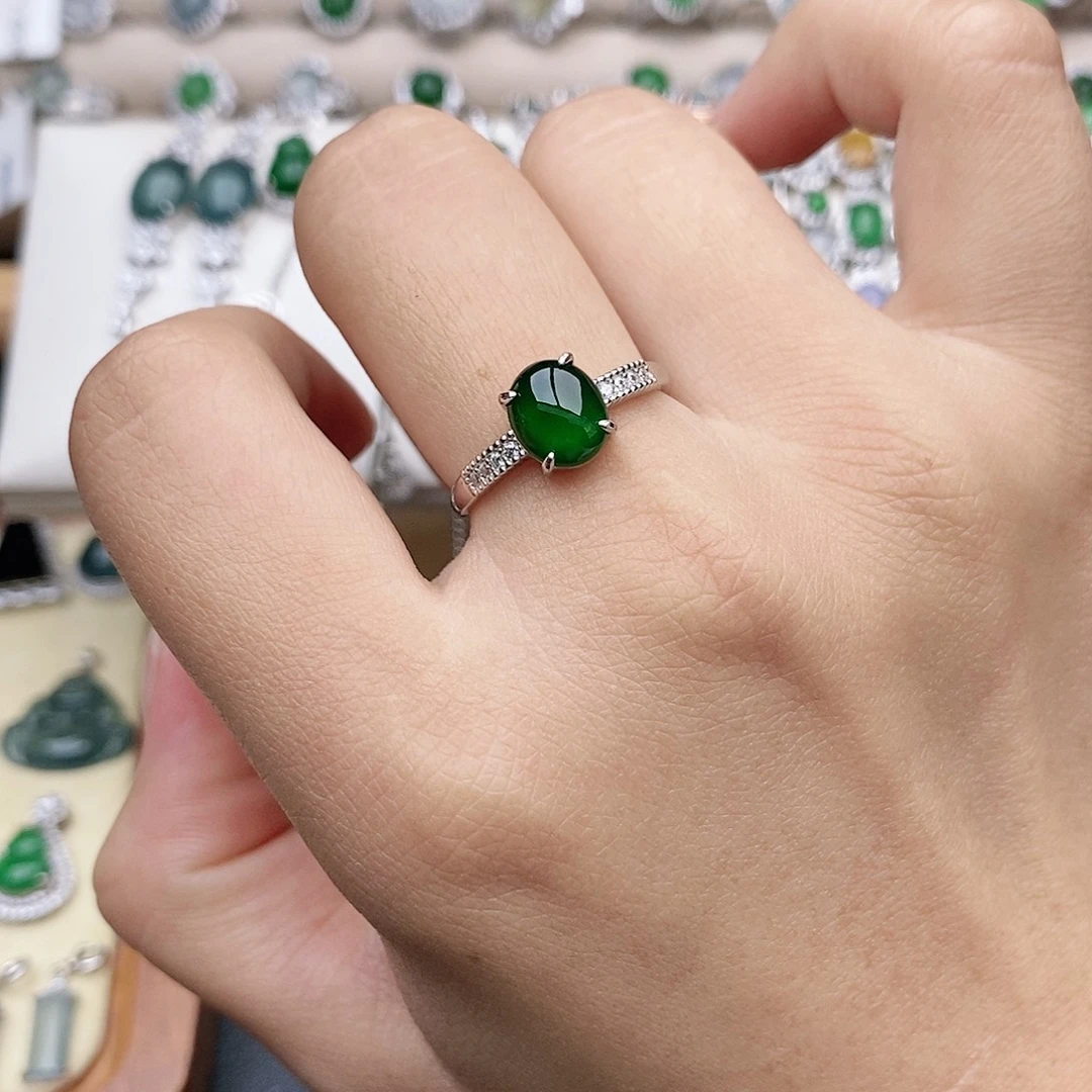 翡翠银S925镶嵌戒指