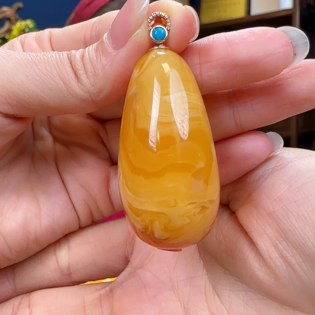 蜜蜡颈饰18K金镶嵌1111111111111