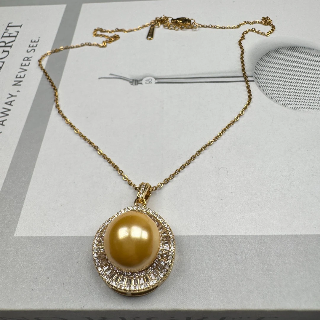 铜合金项链 气质时尚复古法式经典金色镶嵌镶钻项链zz033