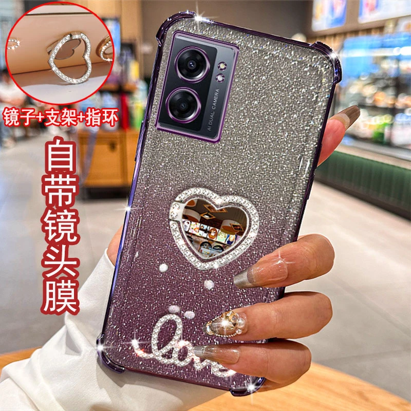 OPPO A57手机壳5G镶钻指环支架PFTM20气囊防摔保护套镜头全包女款