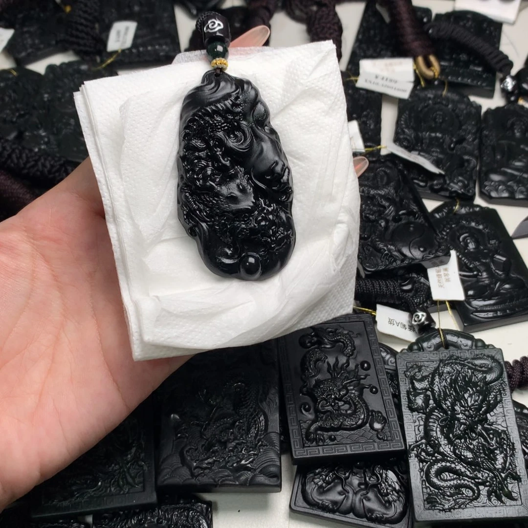 天然缅甸a货钢琴黑挂件