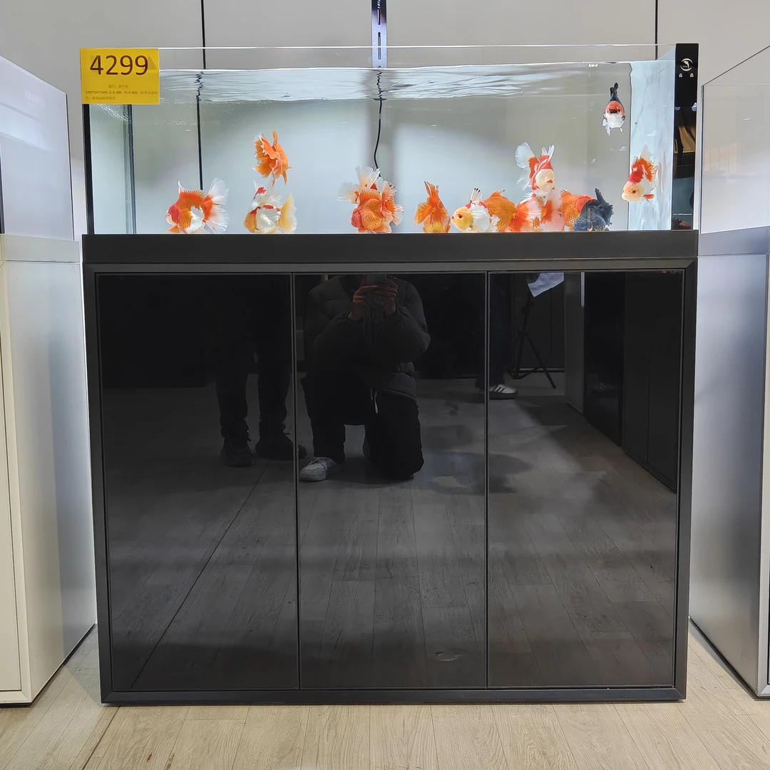晶晶超白极窄溢流鱼缸，1200*500*1300缸高400，柜高900