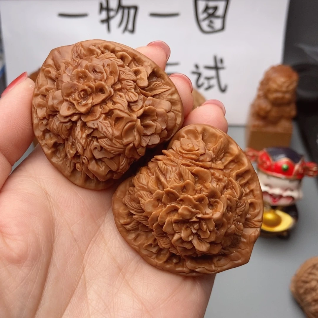 桃核吊坠核桃花开富贵