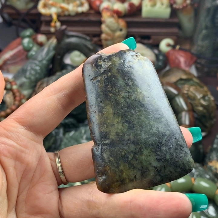 岫岩河磨玉（透闪石质玉）手把未镶嵌