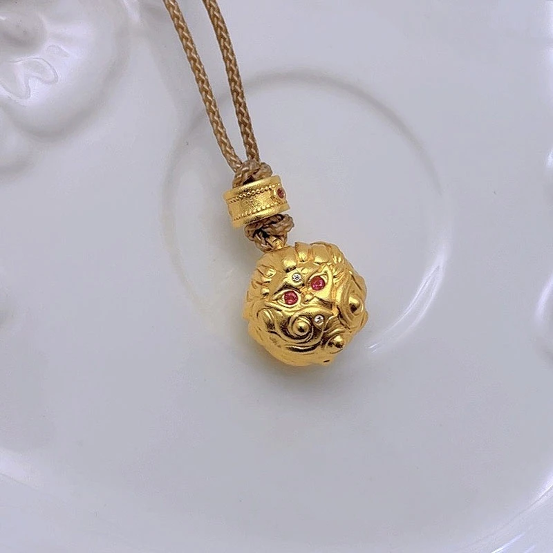 吊坠 1161-时尚新中式凤凰吹雪金色吊坠气质简约