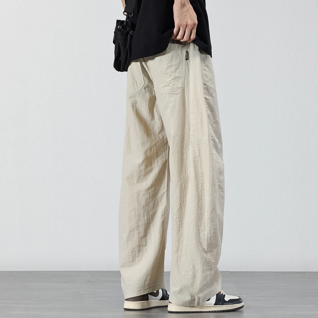 宽松阔腿弯刀裤男2025夏季薄款冰丝速干休闲裤子凉感透气直筒长裤