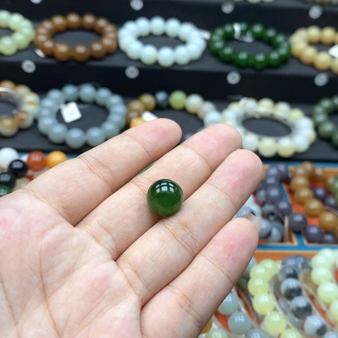 和田玉未镶嵌手串Q卡12碧玉