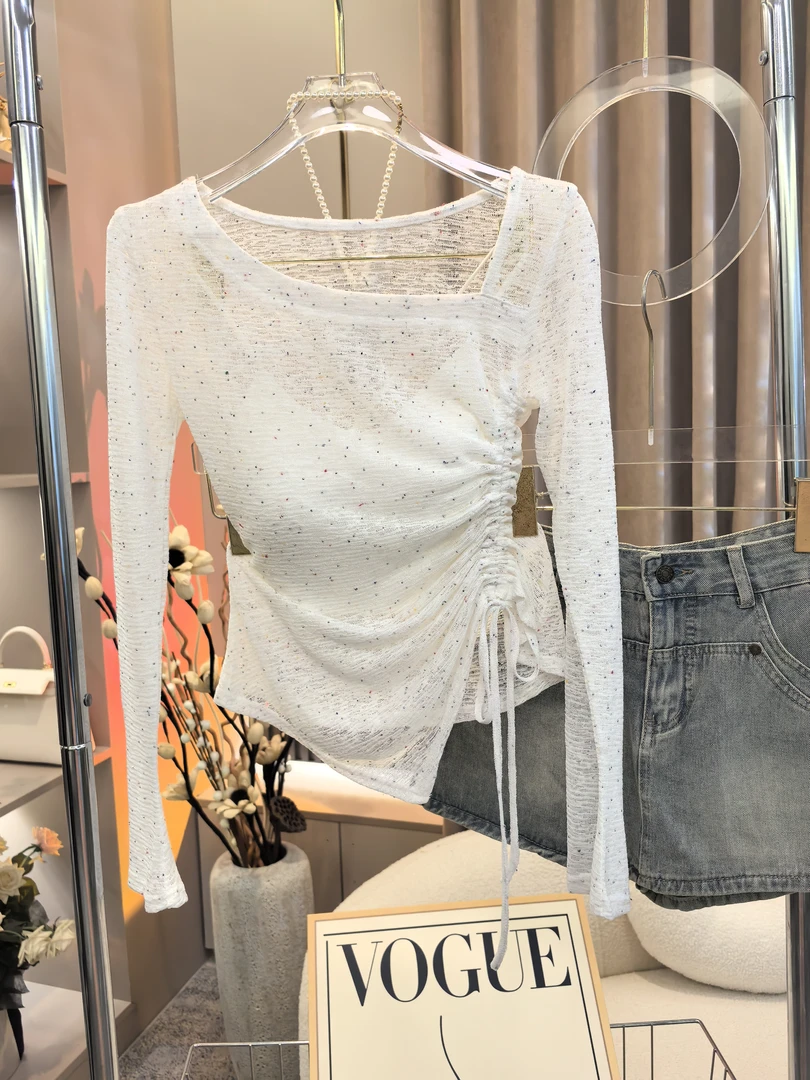 【A9957美人】2025夏季修身显瘦百搭防晒抽绳修身上衣+美背两件套