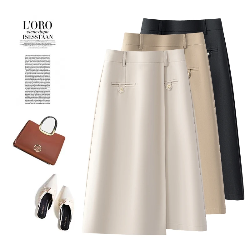 不规则半身裙女夏季2025新款高级感中长款开叉时尚西装包臀a字裙