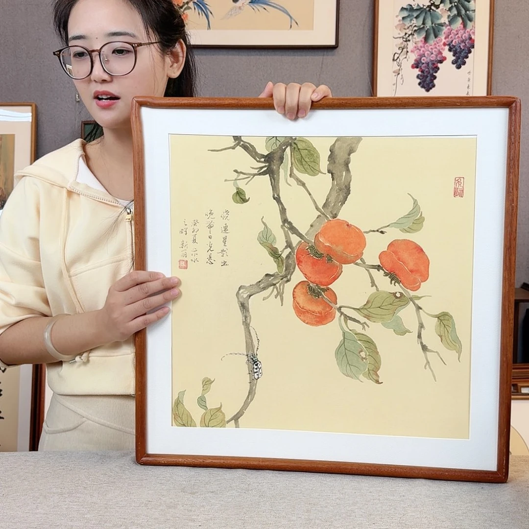 书法纯手绘，纯手写带框尺寸：53×53厘米