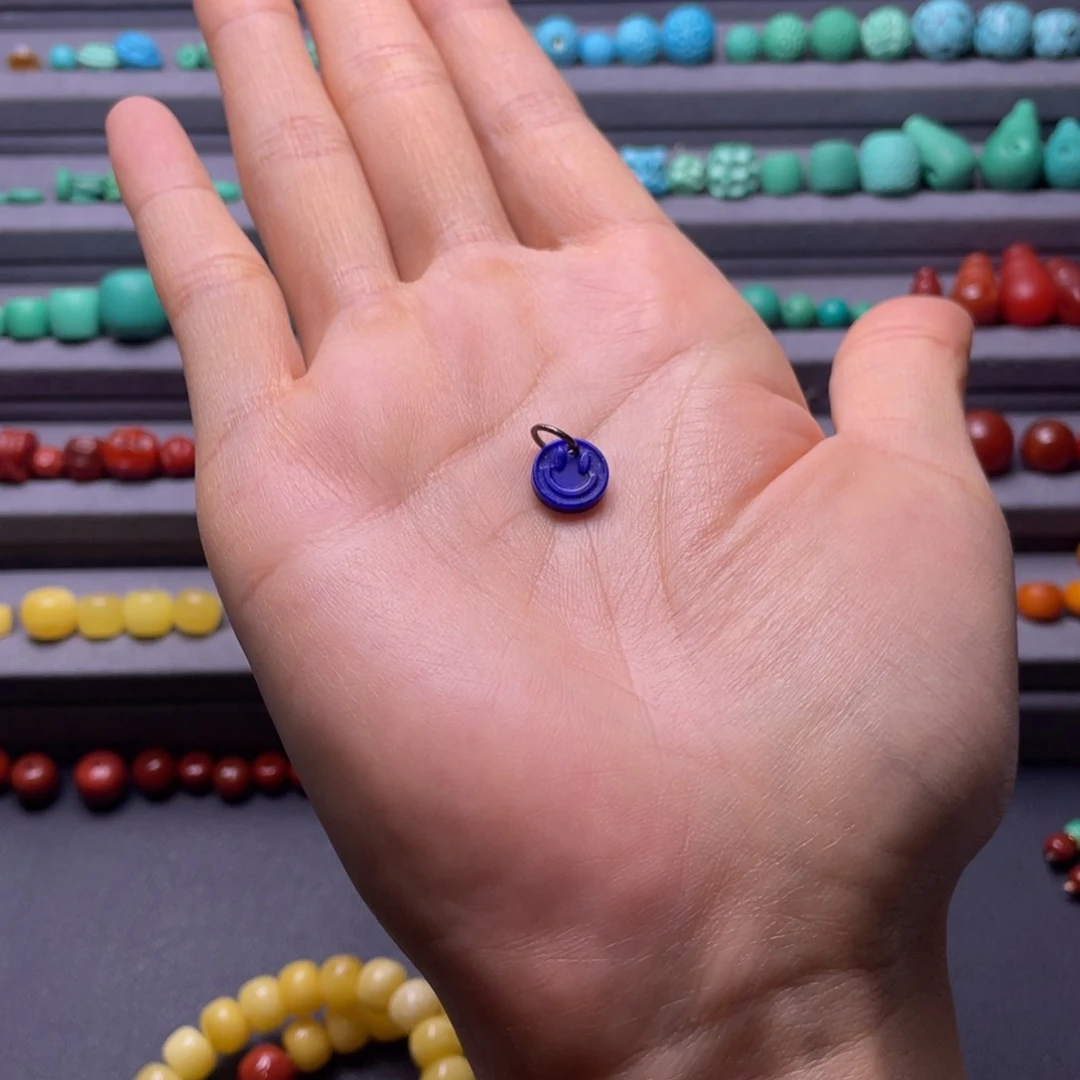 再***目青金石未镶嵌笑脸吊牌侧挂