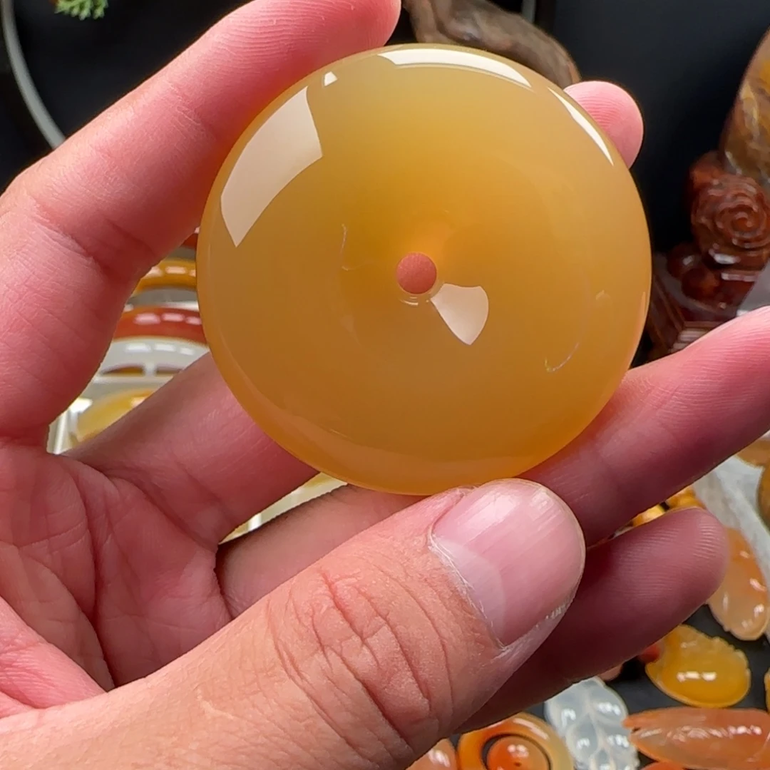石英质玉（黄龙玉）未镶嵌吊坠(不含链)平安扣