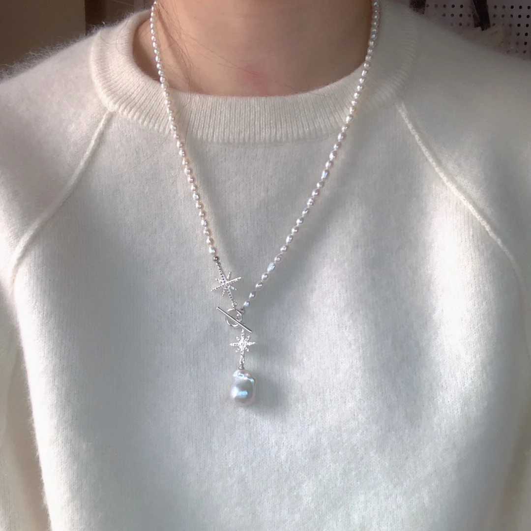 颈饰合金淡水珍珠