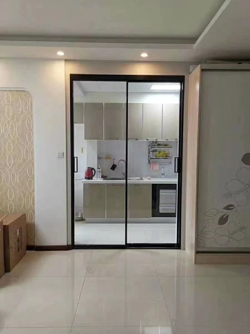 家用厨房联动钢化玻璃极窄推拉门客厅阳台卫生间隔推拉门网红简约