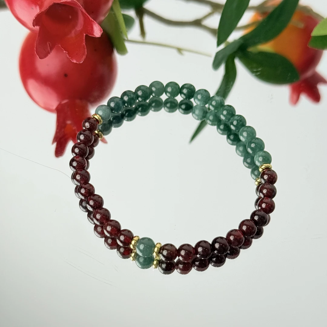 【身倍好】石榴石翡翠手6mm面小仙多样性发其一