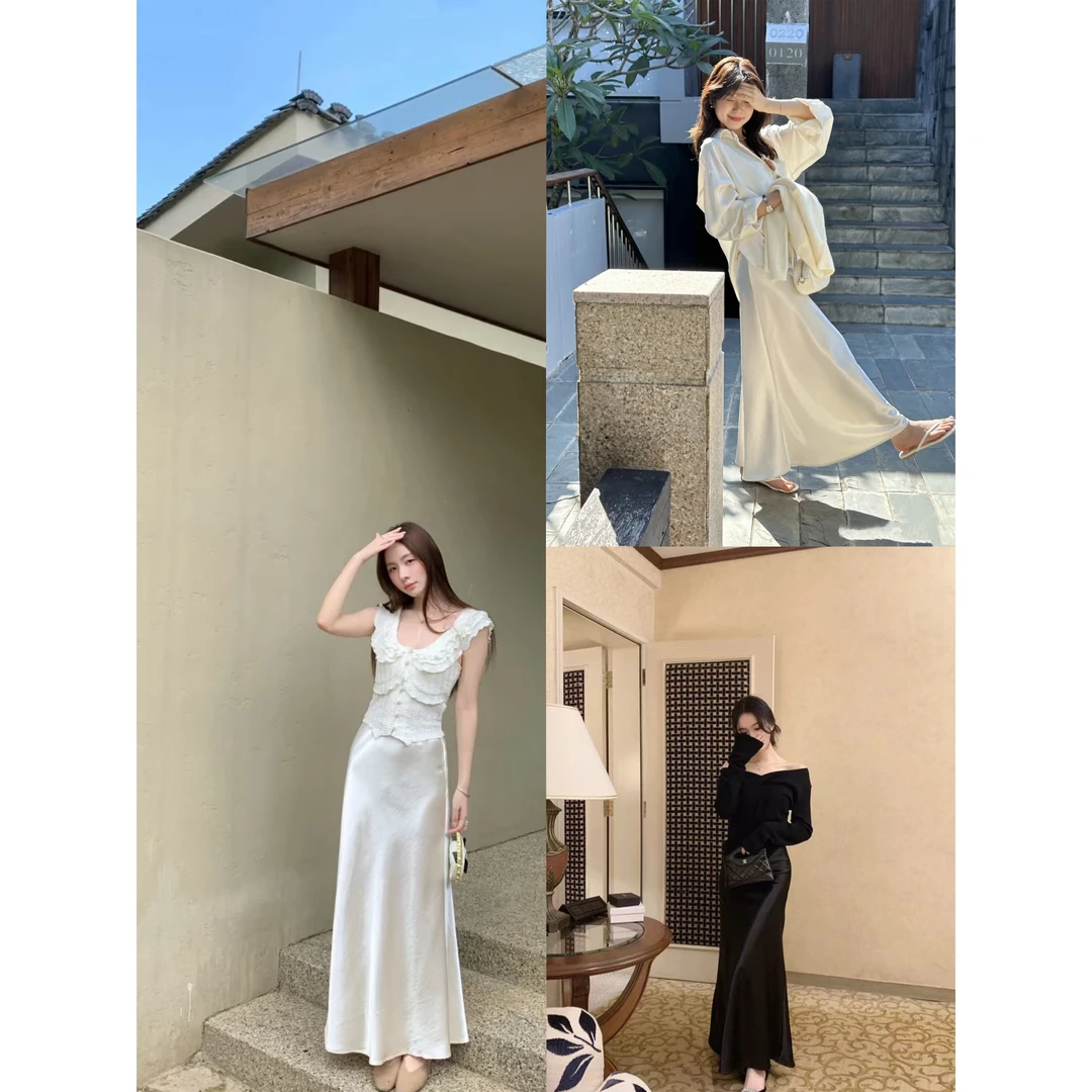 【NO退NO换】2390#『流动月光』珠光经典气质百搭鱼尾裙半身裙