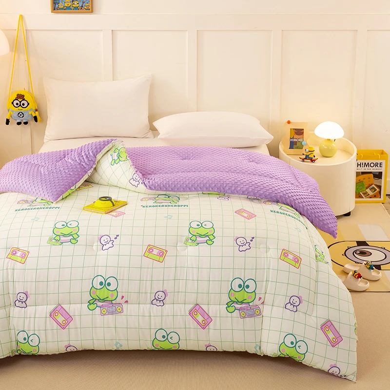 正版三利鸥 大眼蛙 豆豆绒冬被200*230