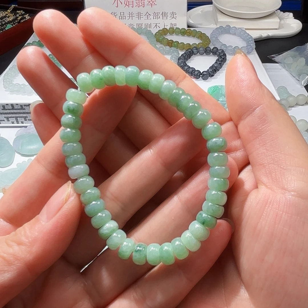 颈饰未镶嵌翡翠天然缅甸翡翠A货算盘珠