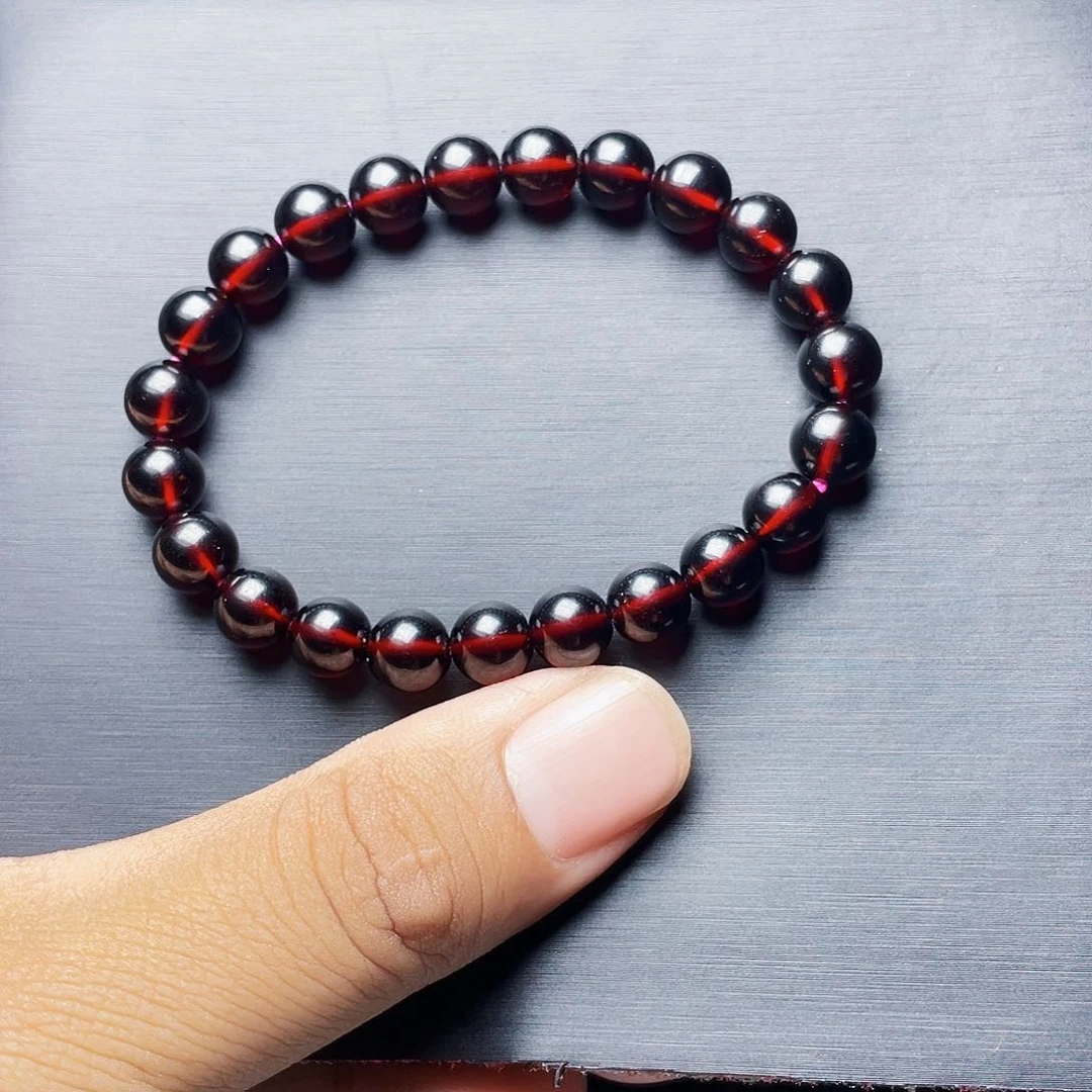石榴石手链未镶嵌Z*.8.0MM毕业级酒红单圈天花板