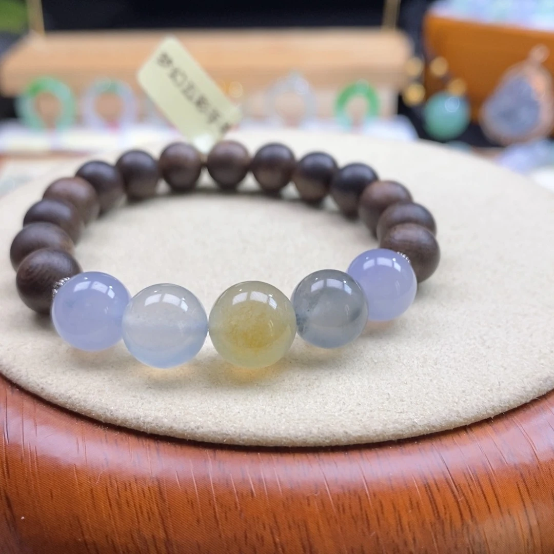 手串沉香木翡翠糖果色系多宝