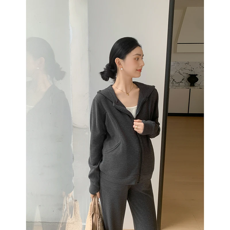 ZMA孕妇装【连帽拉链卫衣】春秋套2秋季新款内搭女时尚休闲显瘦