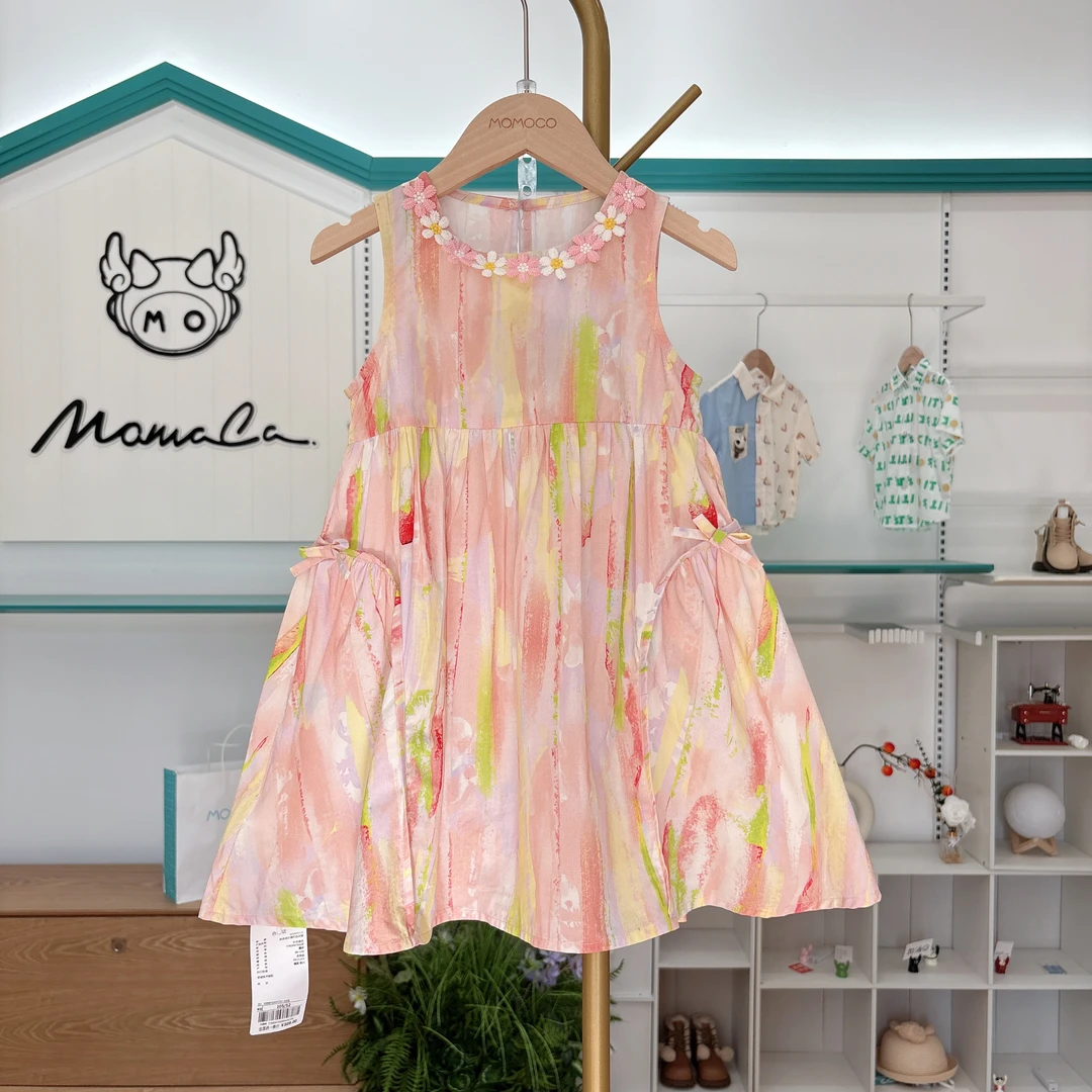 MOMOCO女童儿童夏季时尚渐变淑女简约无袖连衣裙77630470229